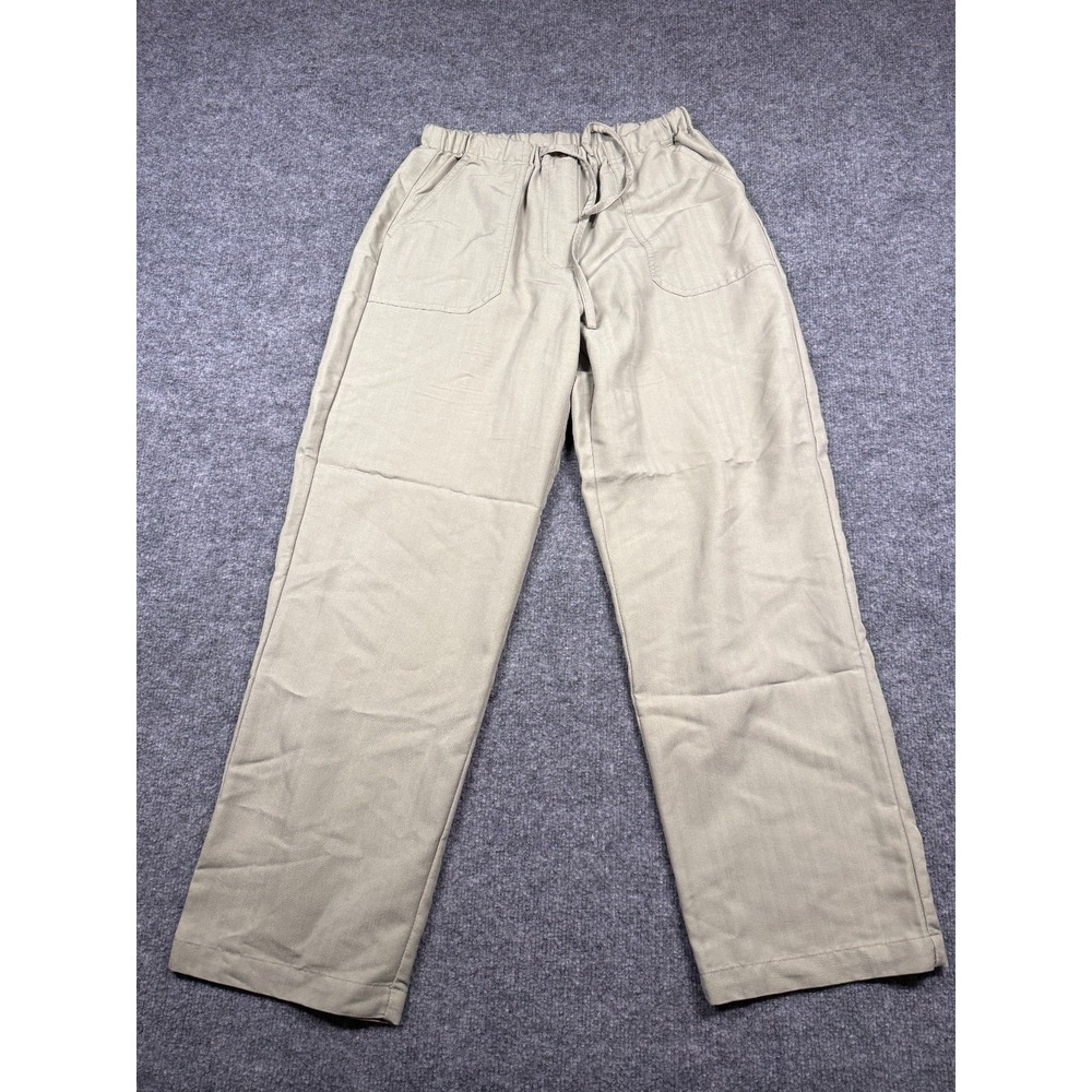 Sunset Cove Pants Womens Petite Medium Beige Rayon Elastic Waistband Drawstring